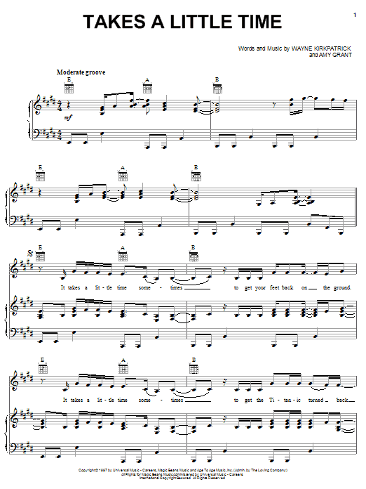 Amy Grant Takes A Little Time Sheet Music