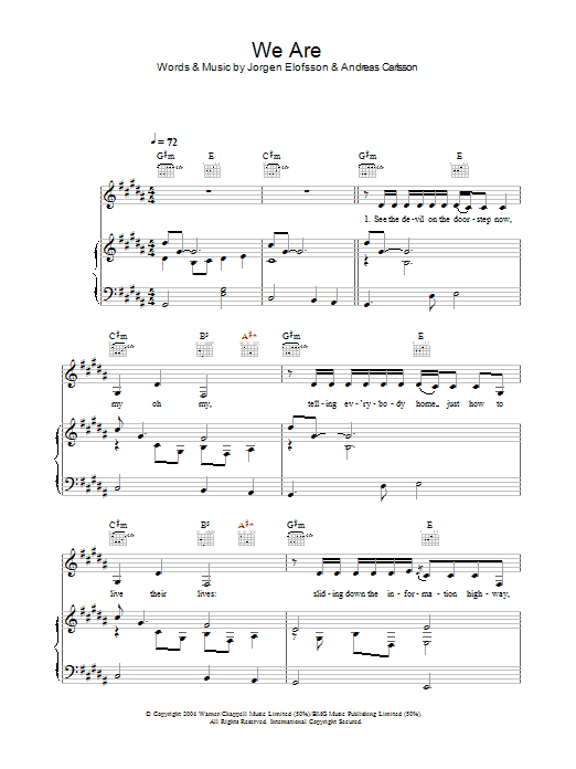 Ana Johnsson We Are (from Spider-Man 2) Sheet Music