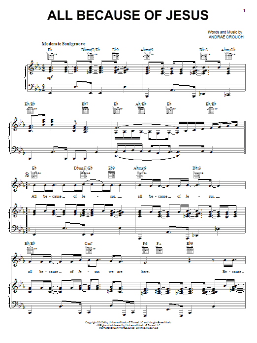 Andrae Crouch All Because Of Jesus Sheet Music