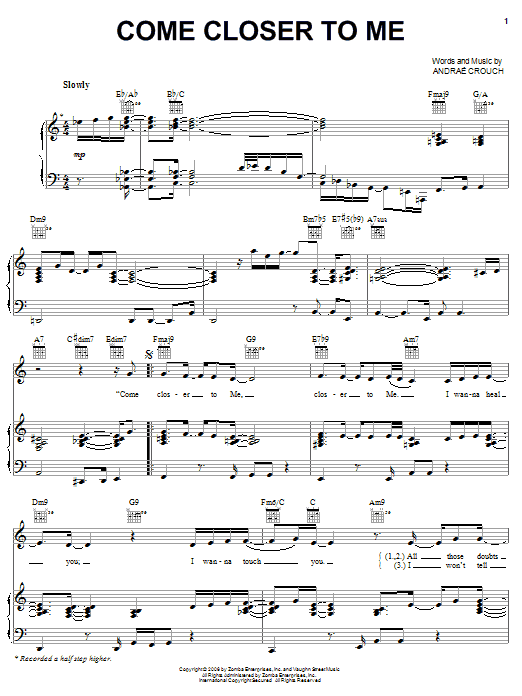 Andrae Crouch Come Closer To Me Sheet Music