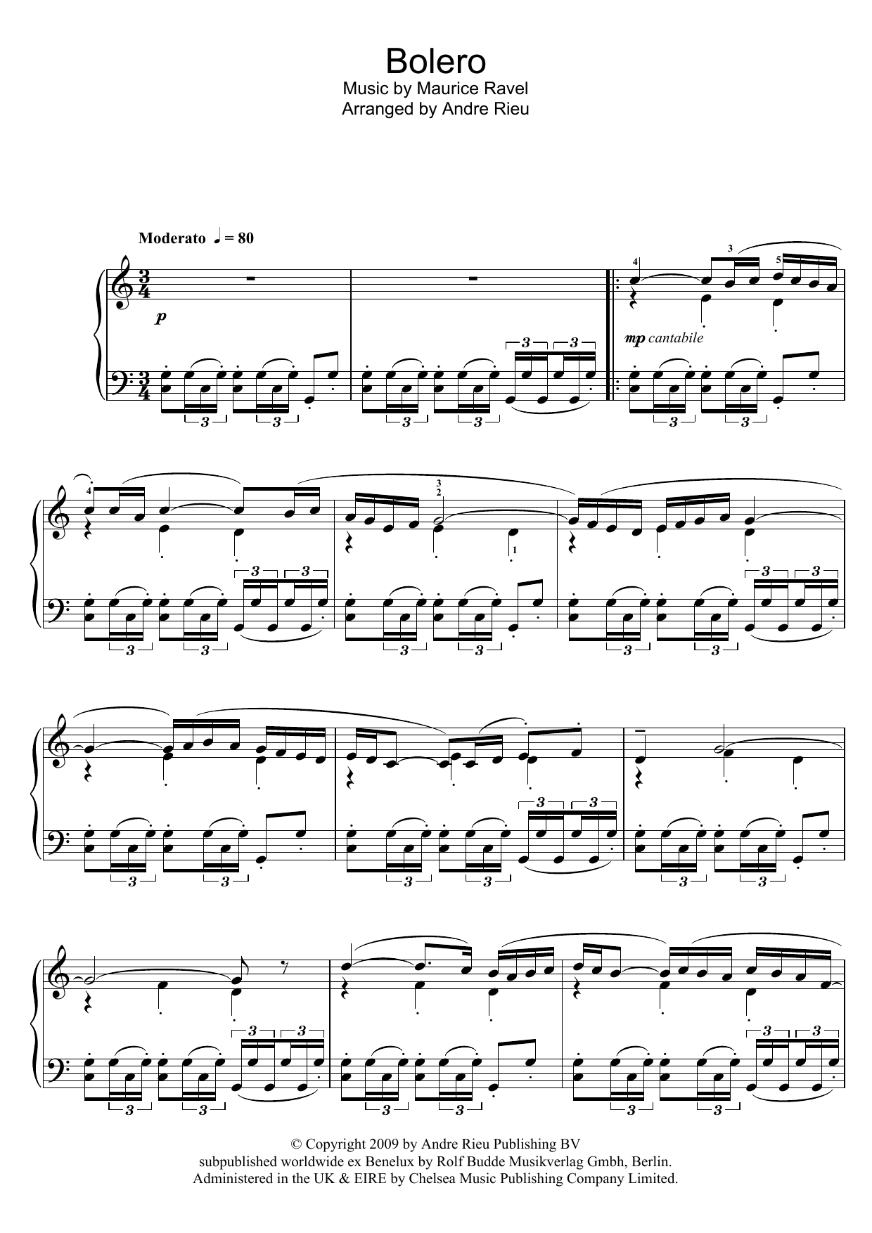 André Rieu Bolero Sheet Music