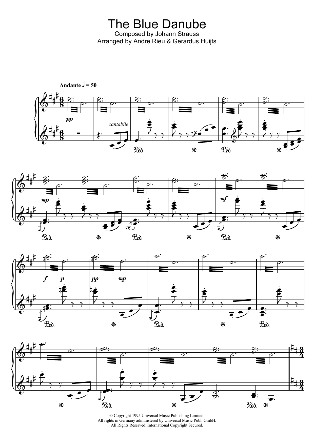 André Rieu The Blue Danube Sheet Music