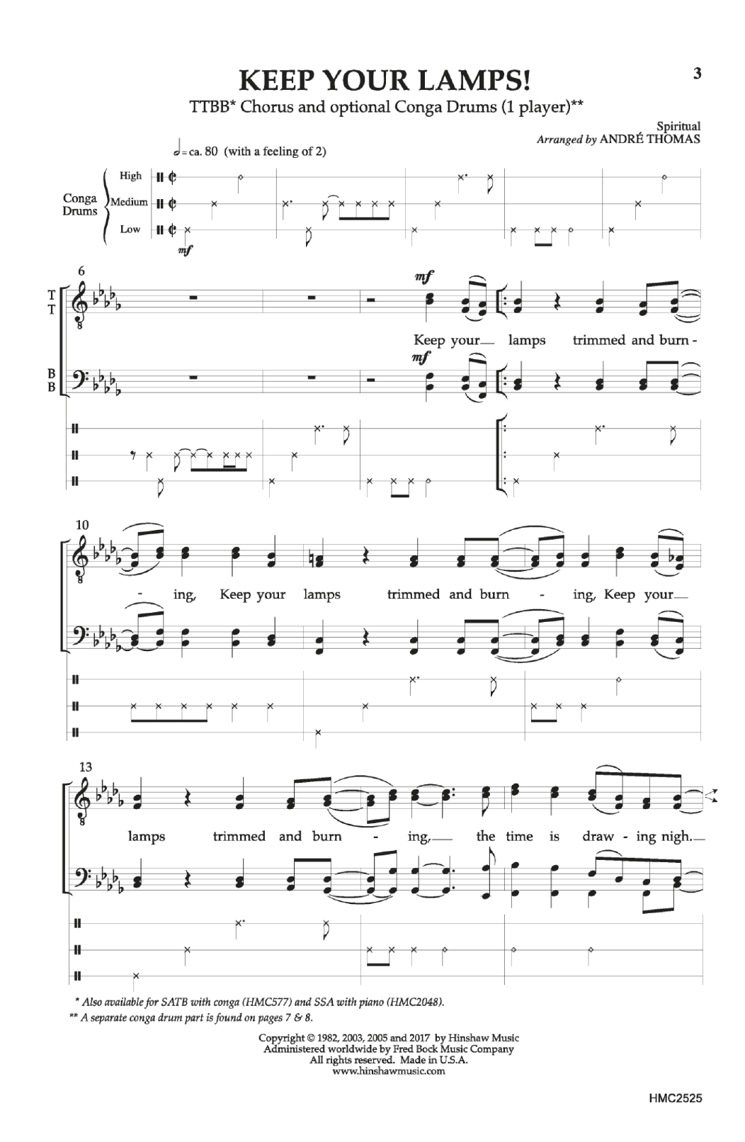 André Thomas Keep Your Lamps! Sheet Music