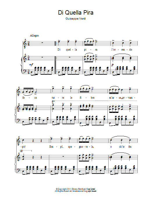Andrea Bocelli Di Quella Pira Sheet Music