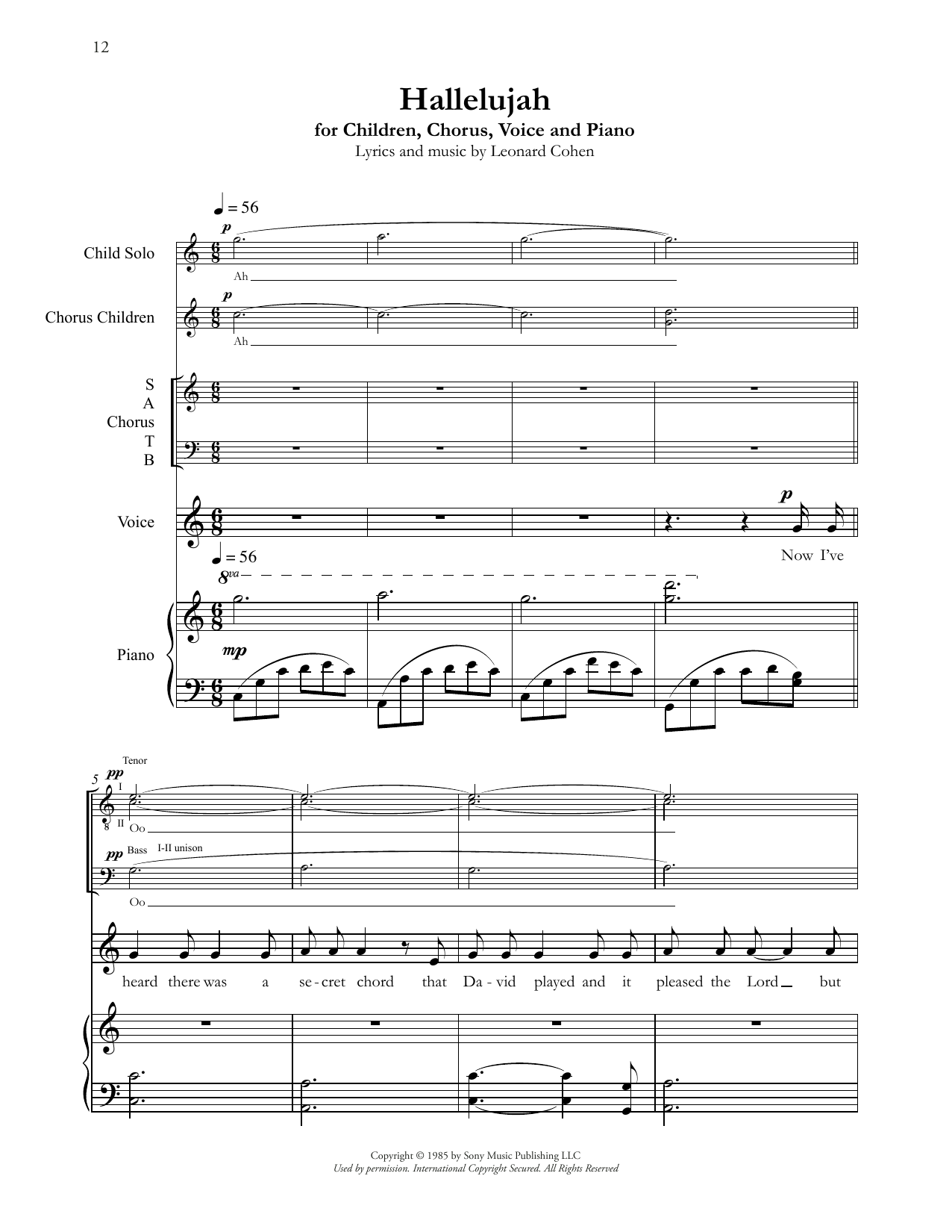 Andrea Bocelli Hallelujah Sheet Music