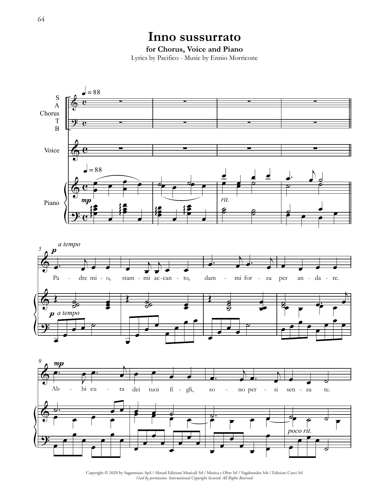 Andrea Bocelli Inno sussurrato Sheet Music