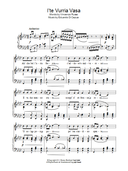Andrea Bocelli I'te Vurria Vasa Sheet Music