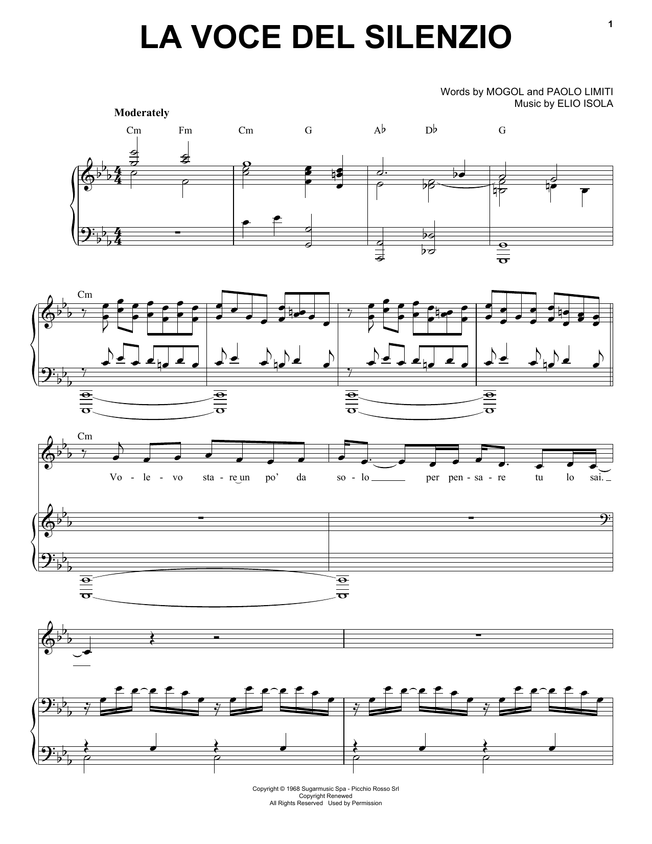 Andrea Bocelli La Voce Del Silenzio Sheet Music