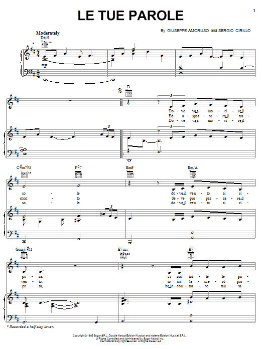 Andrea Bocelli Le Tue Parole Sheet Music