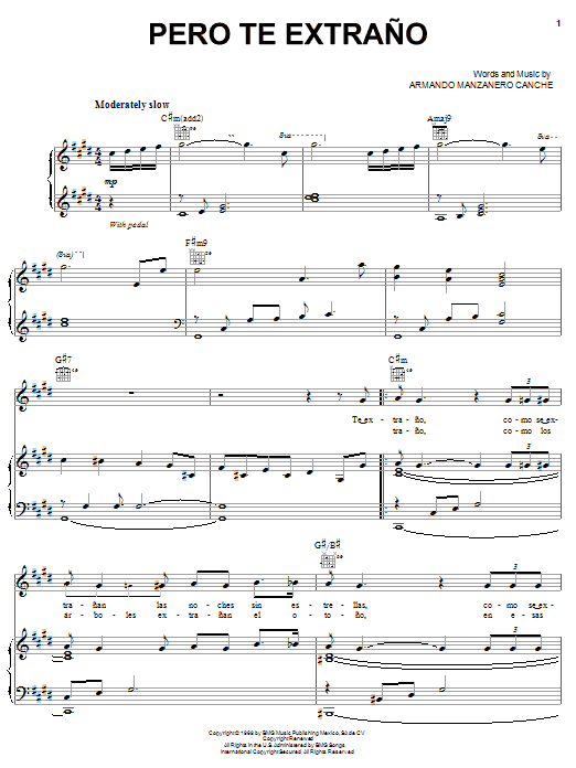 Andrea Bocelli Pero Te Extrano Sheet Music
