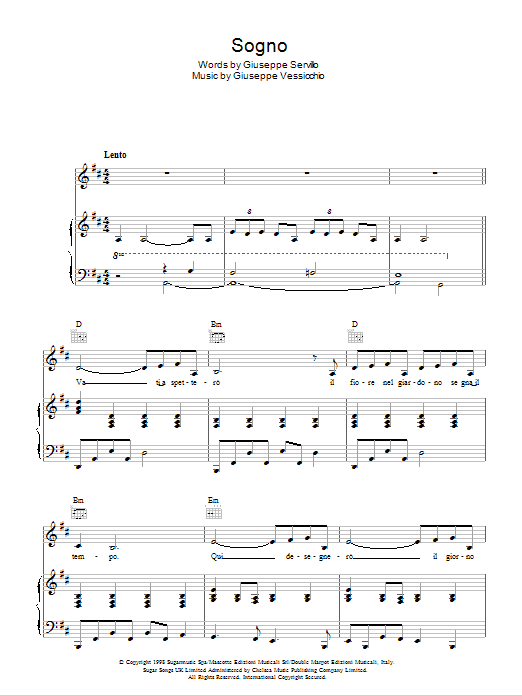 Andrea Bocelli Sogno Sheet Music
