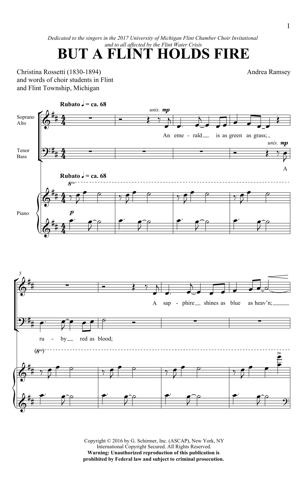 Andrea Ramsey But A Flint Holds Fire Sheet Music