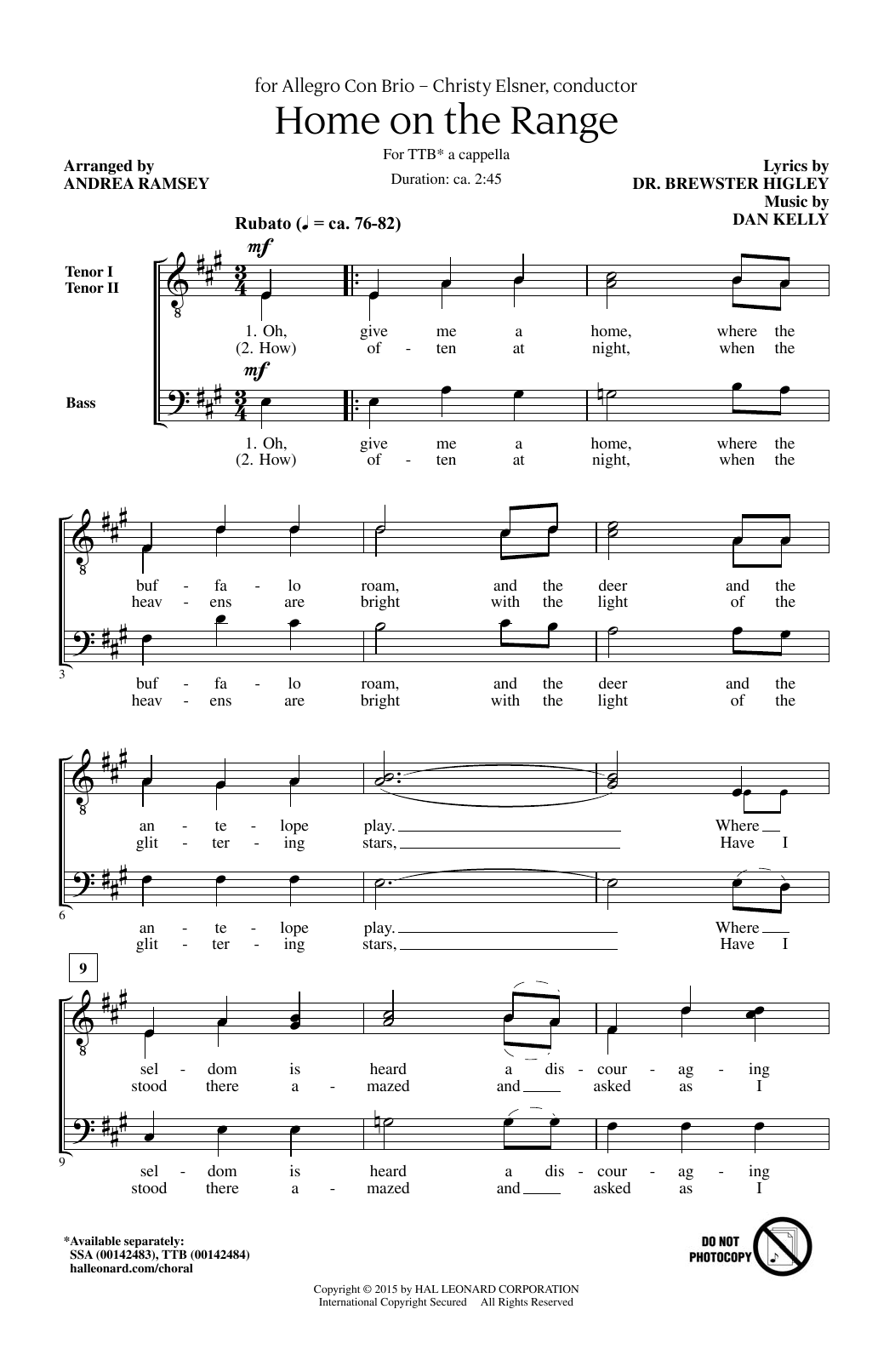Andrea Ramsey Home On The Range Sheet Music