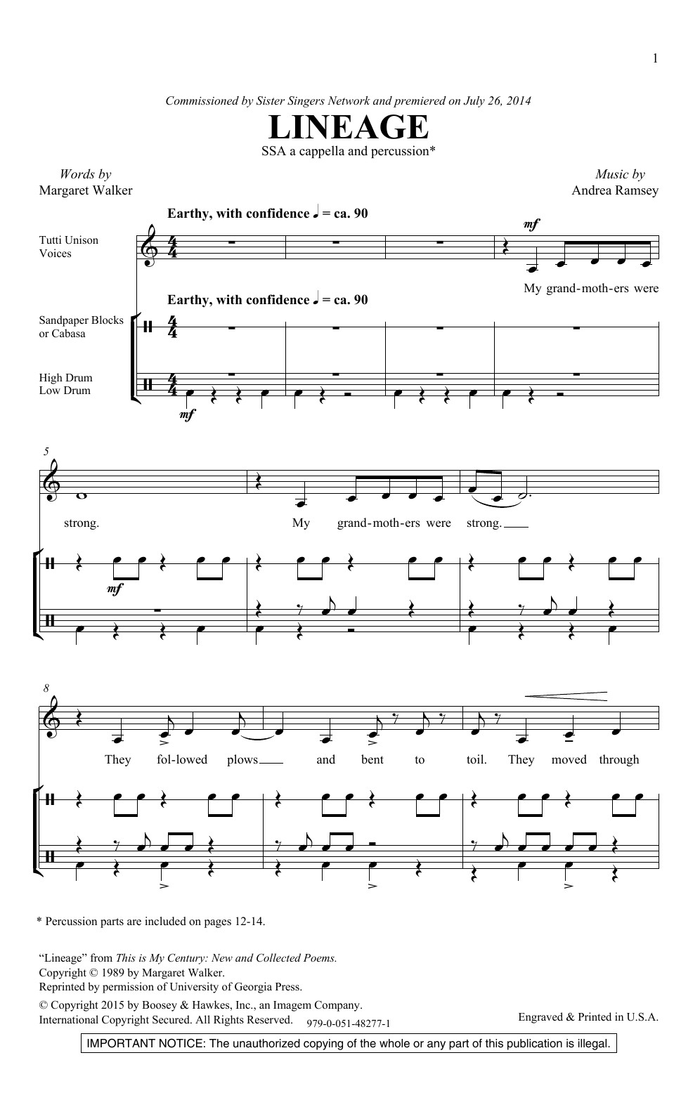 Andrea Ramsey Lineage Sheet Music