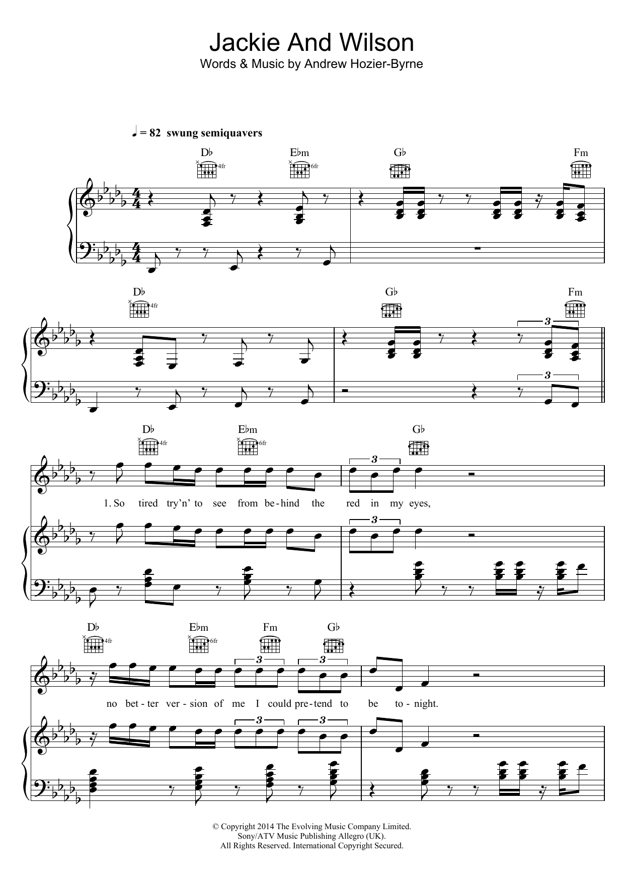 Hozier Jackie And Wilson Sheet Music