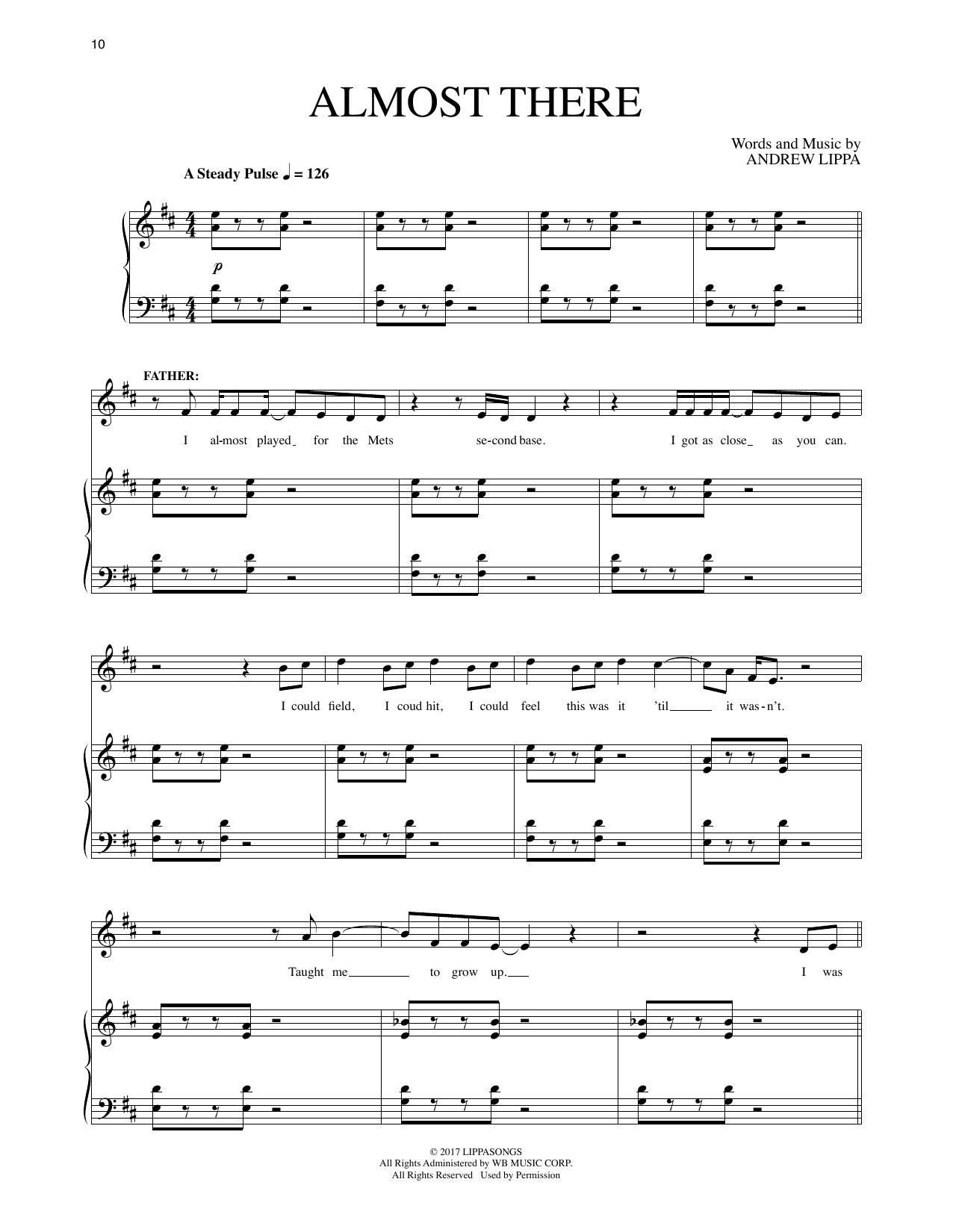 Andrew Lippa Almost There (from The Man In The Ceiling) Sheet Music
