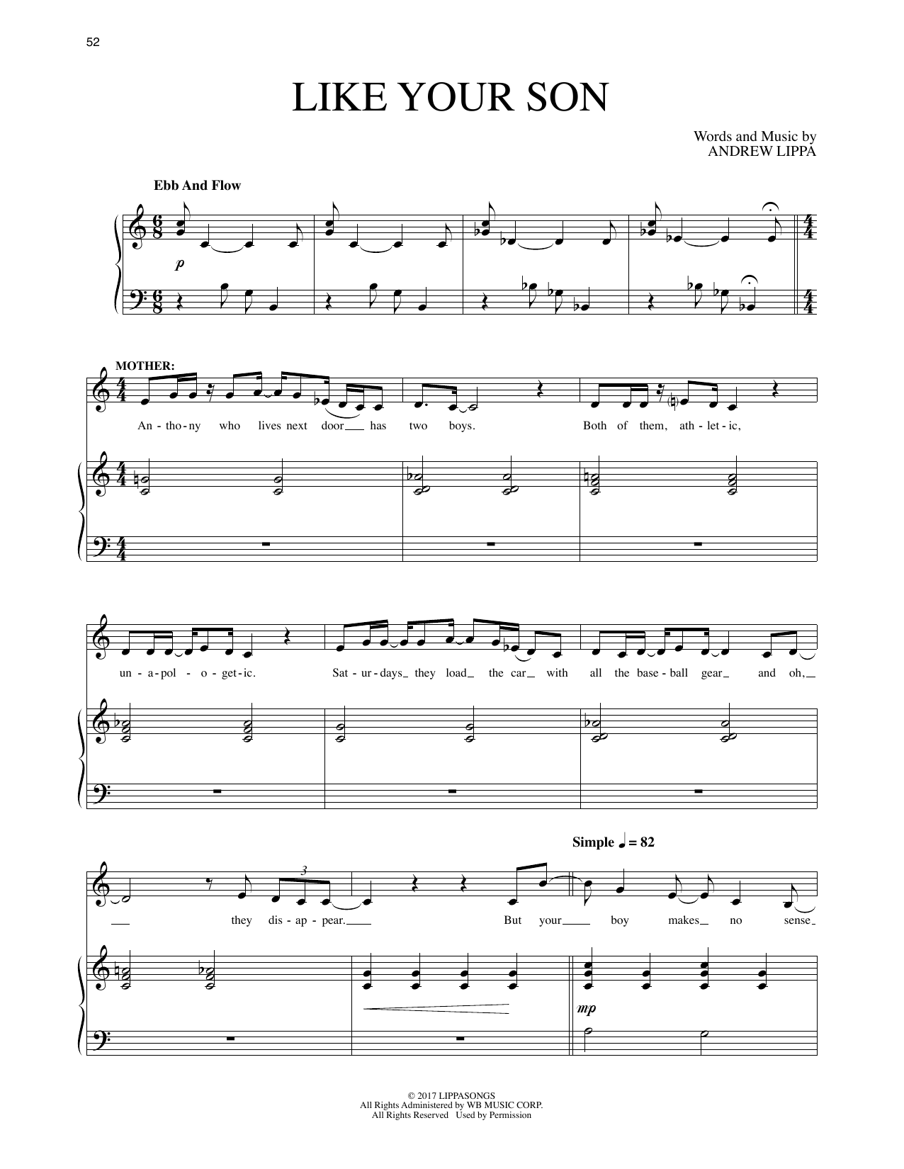 Andrew Lippa Like Your Son (from The Man In The Ceiling) Sheet Music