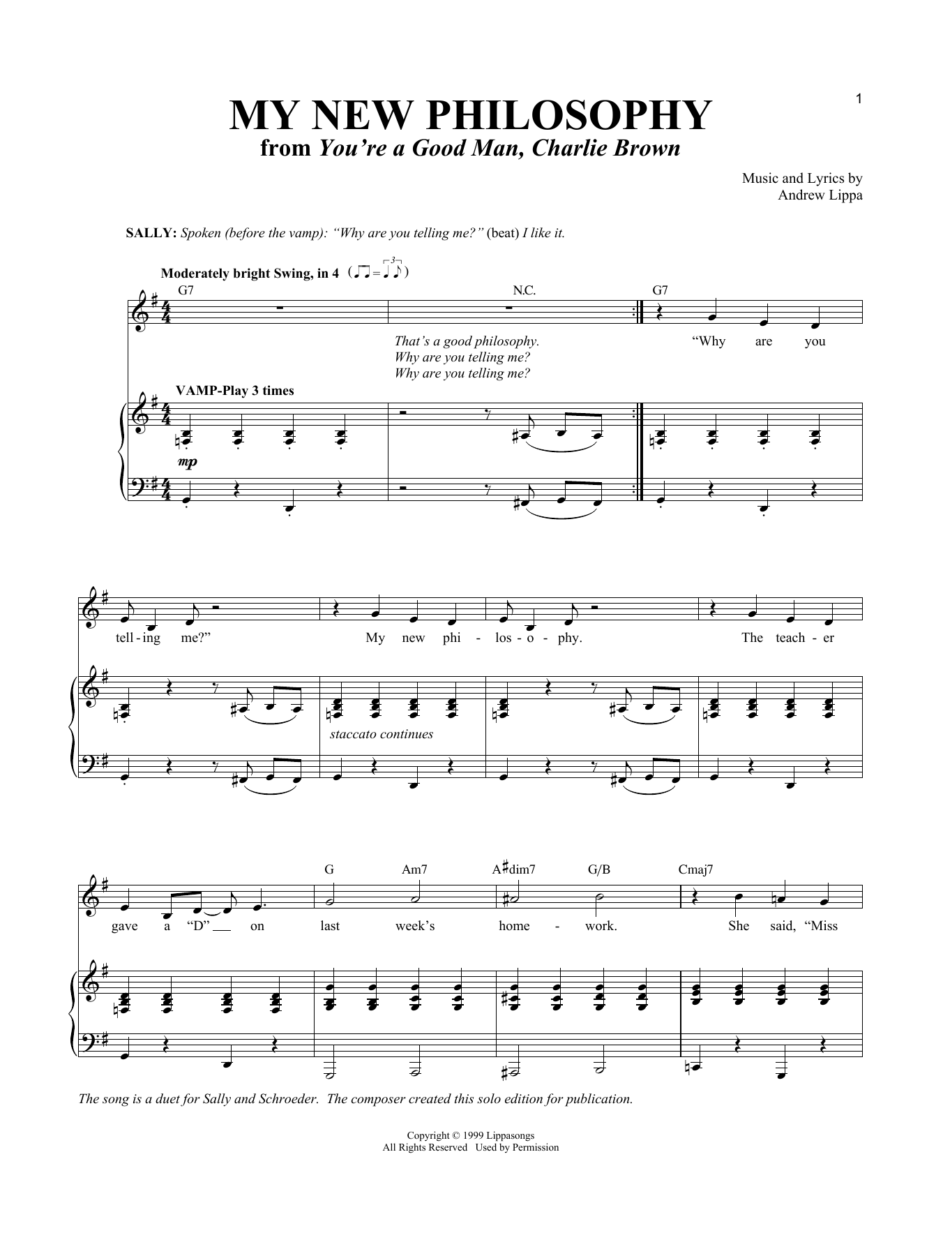 Andrew Lippa My New Philosophy (from You're a Good Man, Charlie Brown) Sheet Music