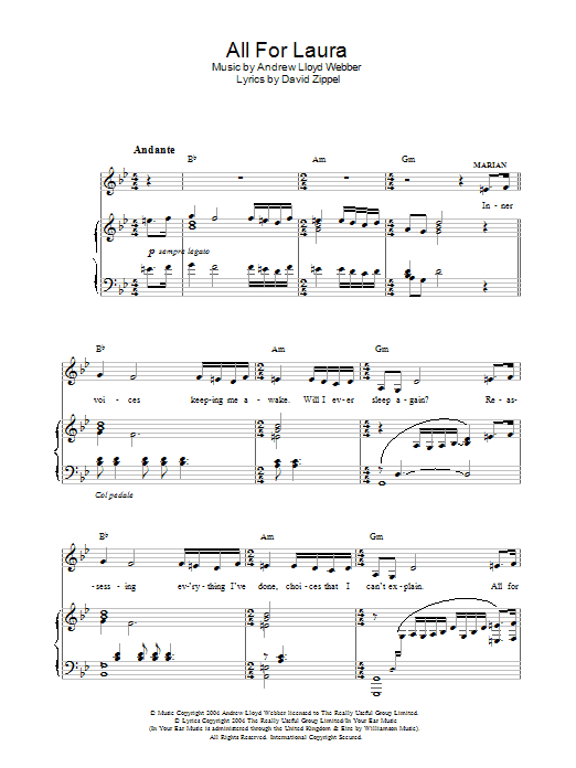 Andrew Lloyd Webber All For Laura Sheet Music