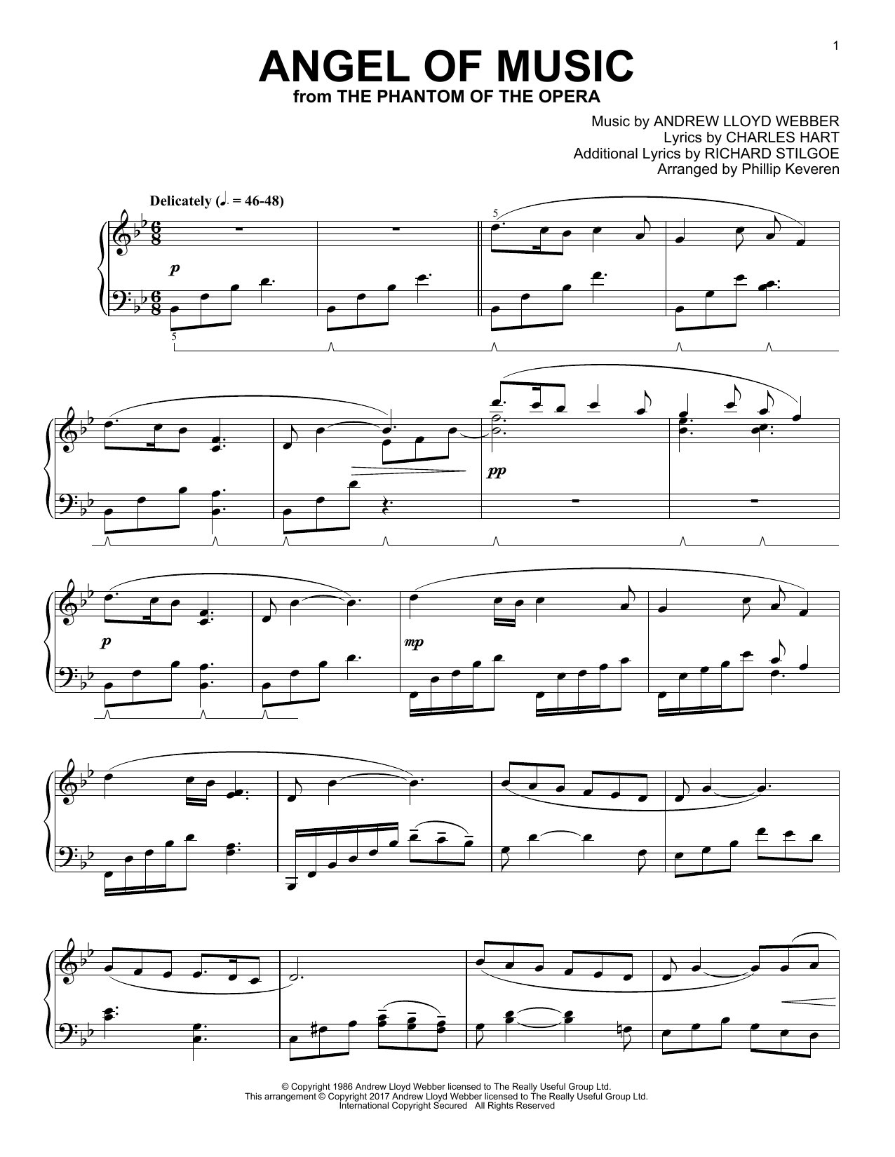 Andrew Lloyd Webber Angel Of Music (from The Phantom Of The Opera) (arr. Phillip Keveren) Sheet Music