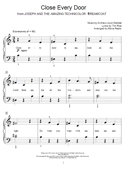 Andrew Lloyd Webber Close Every Door Sheet Music