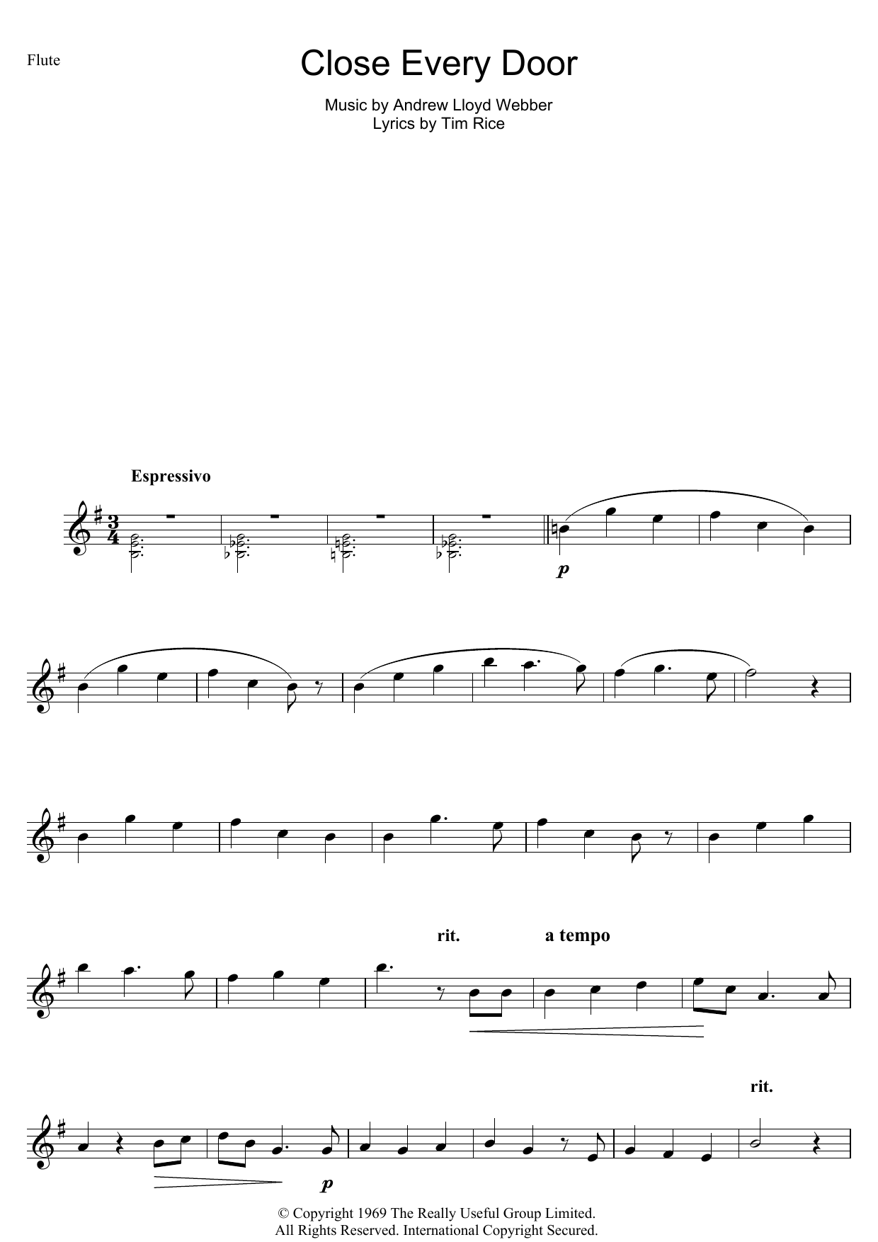 Andrew Lloyd Webber Close Every Door (from Joseph and the Amazing Technicolor Dreamcoat) Sheet Music