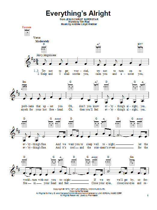 Andrew Lloyd Webber Everything's Alright Sheet Music