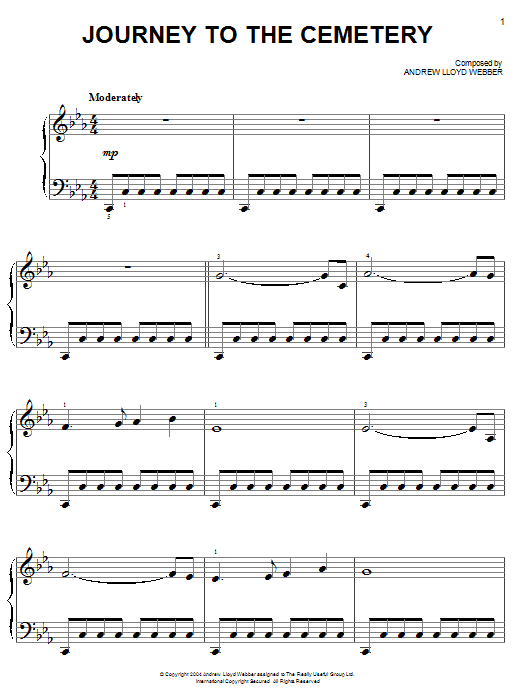 Andrew Lloyd Webber Journey To The Cemetery Sheet Music