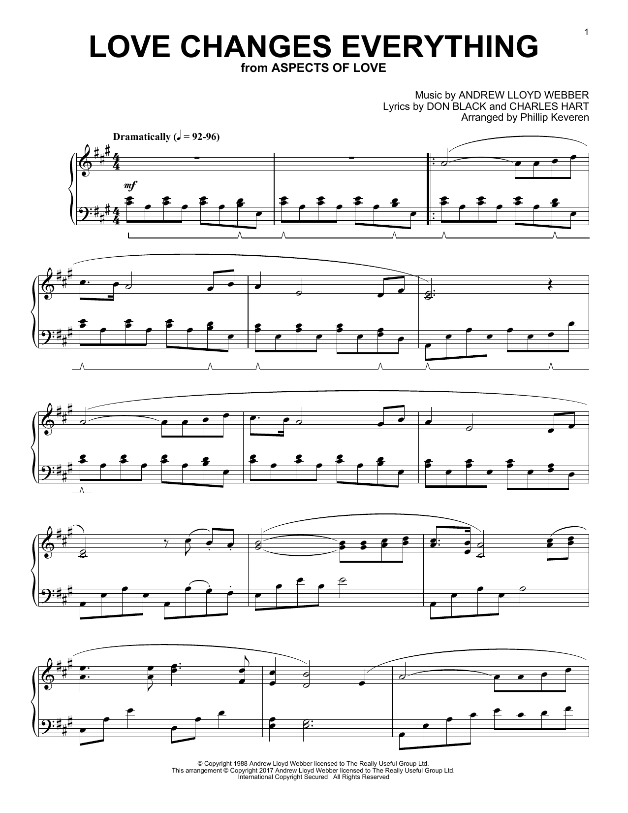 Andrew Lloyd Webber Love Changes Everything (from Aspects Of Love) (arr. Phillip Keveren) Sheet Music