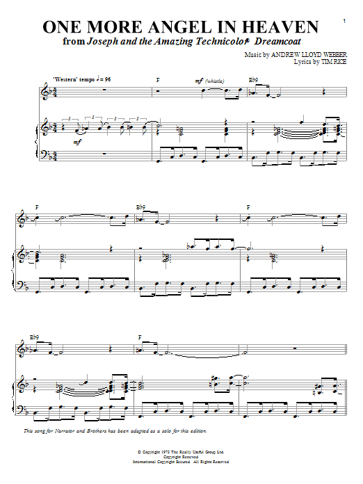 Andrew Lloyd Webber One More Angel In Heaven (from Joseph And The Amazing Technicolor Dreamcoat) Sheet Music