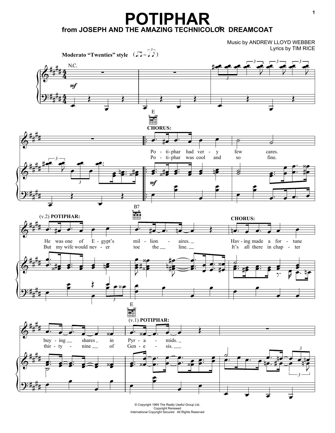 Andrew Lloyd Webber Potiphar (from Joseph And The Amazing Technicolor Dreamcoat) Sheet Music