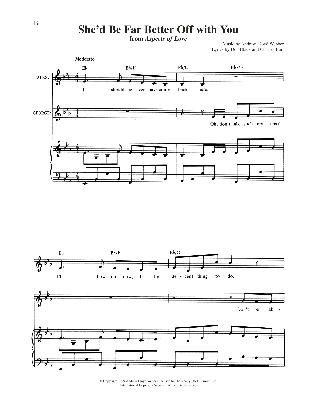 Andrew Lloyd Webber She'd Be Far Better Off With You (from Aspects Of Love) Sheet Music