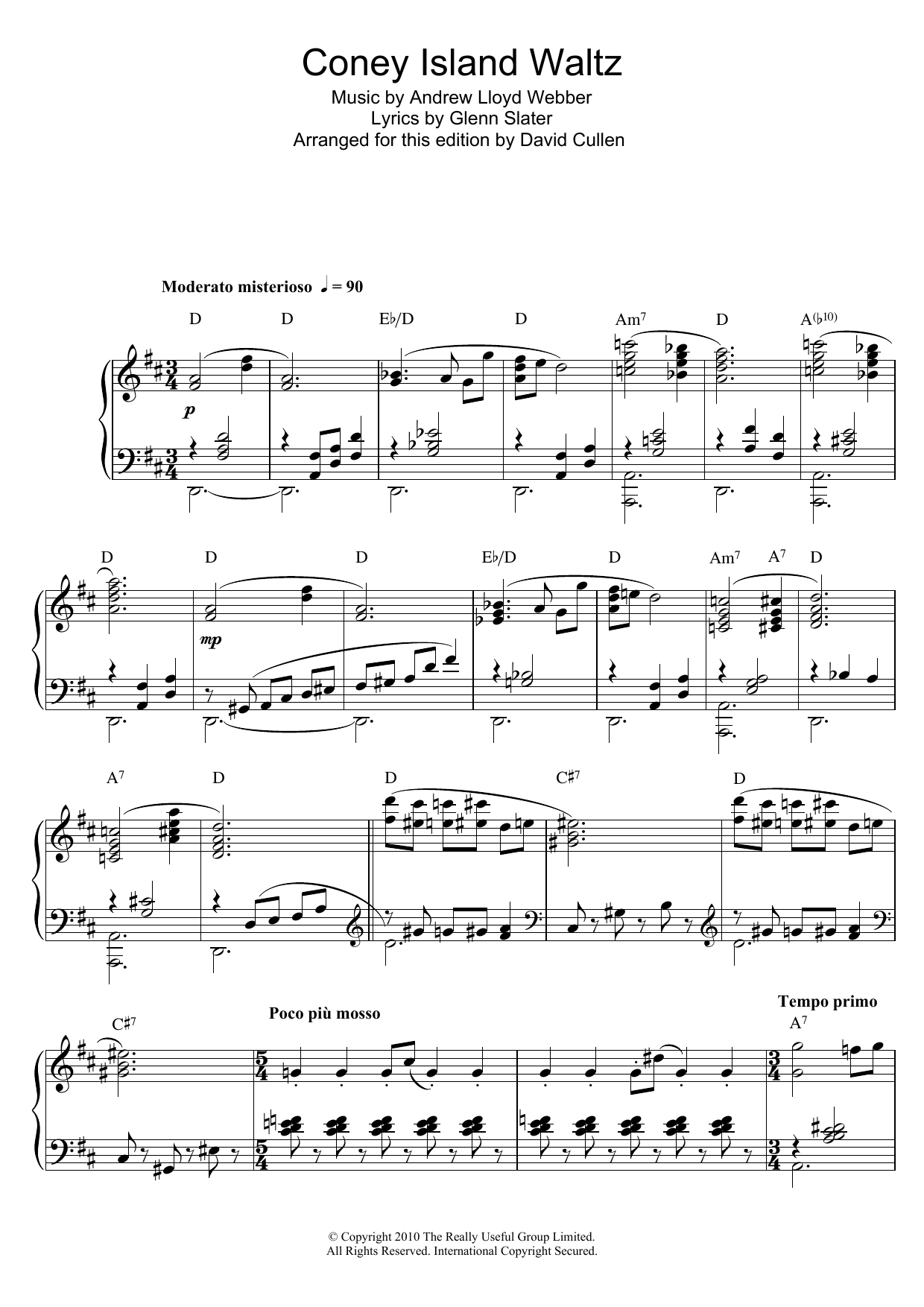 Andrew Lloyd Webber The Coney Island Waltz (from Love Never Dies) Sheet Music