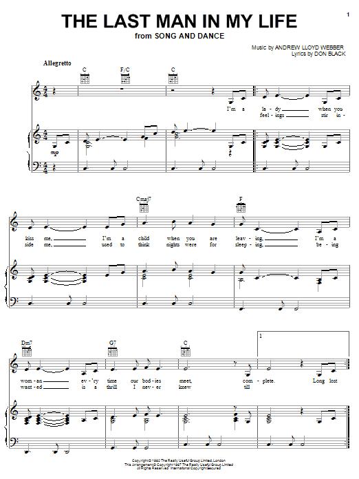 Andrew Lloyd Webber The Last Man In My Life Sheet Music