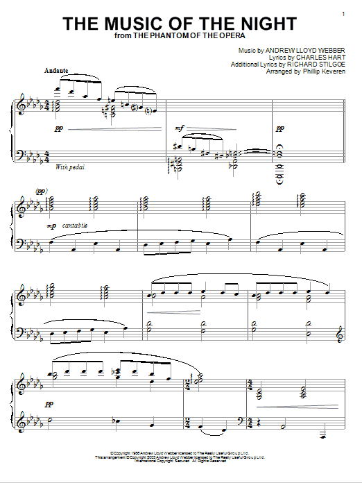 Andrew Lloyd Webber The Music Of The Night (from The Phantom Of The Opera) (arr. Phillip Keveren) Sheet Music