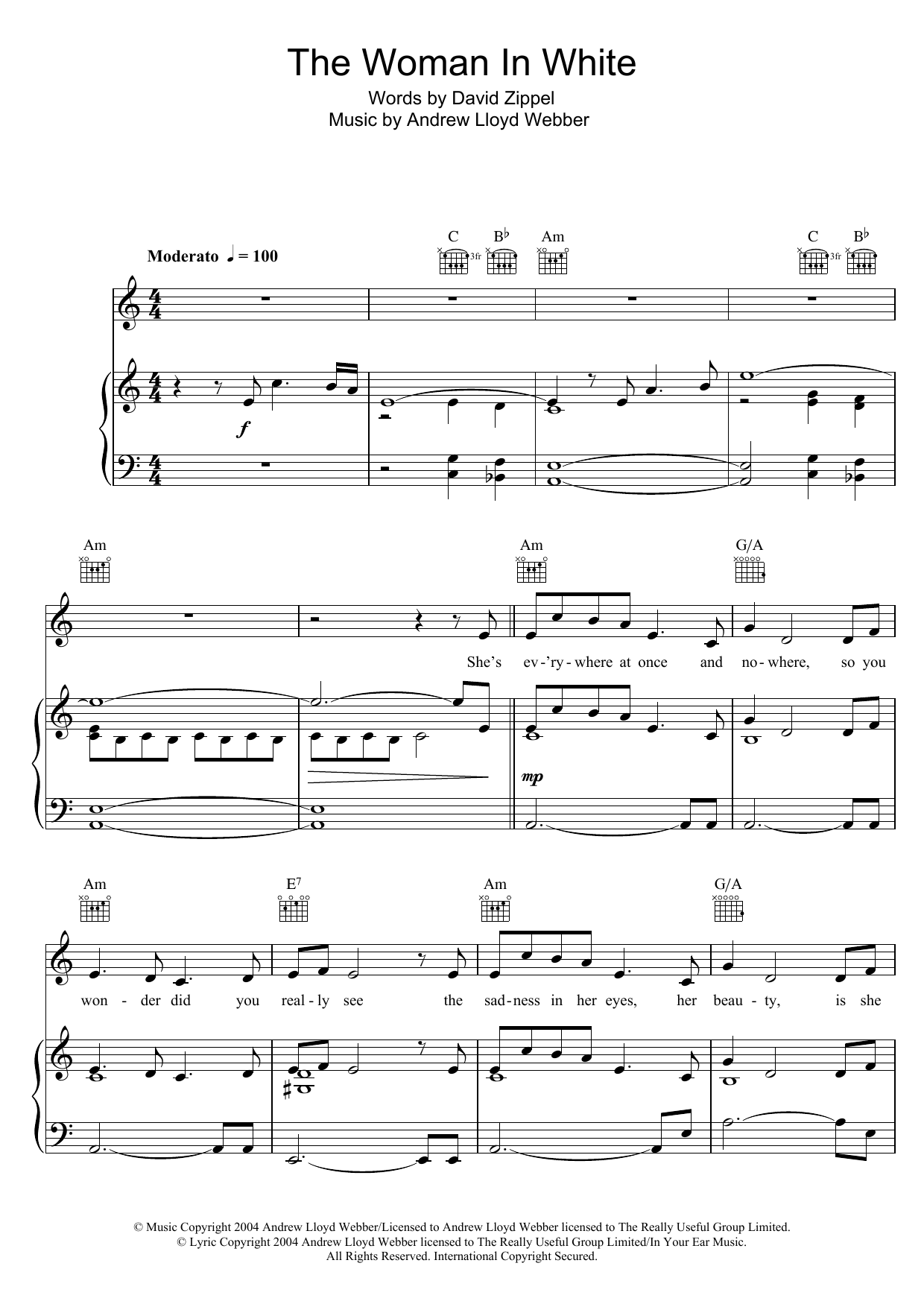 Andrew Lloyd Webber The Woman In White Sheet Music