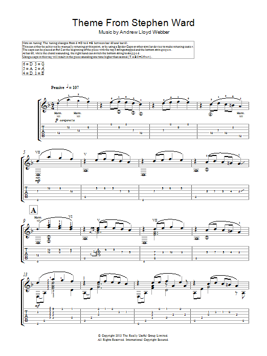 Andrew Lloyd Webber Theme From Stephen Ward Sheet Music