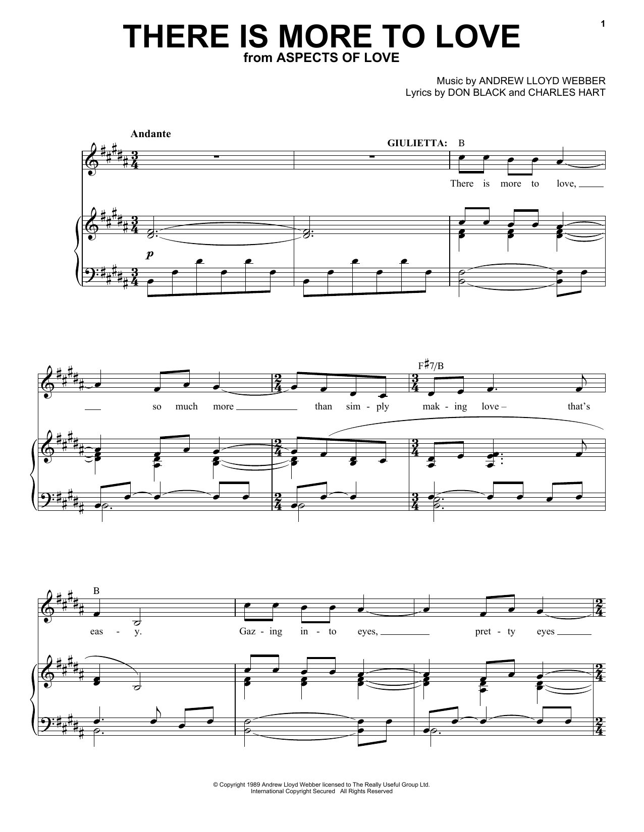 Andrew Lloyd Webber There Is More To Love (from Aspects Of Love) Sheet Music