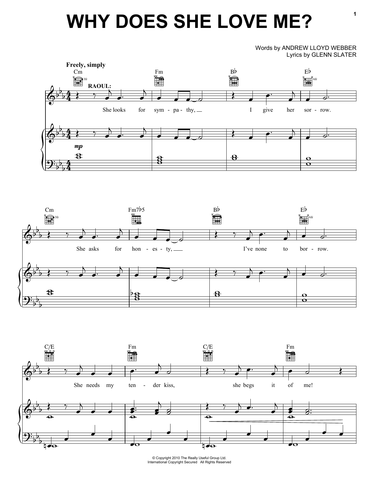 Andrew Lloyd Webber Why Does She Love Me? Sheet Music