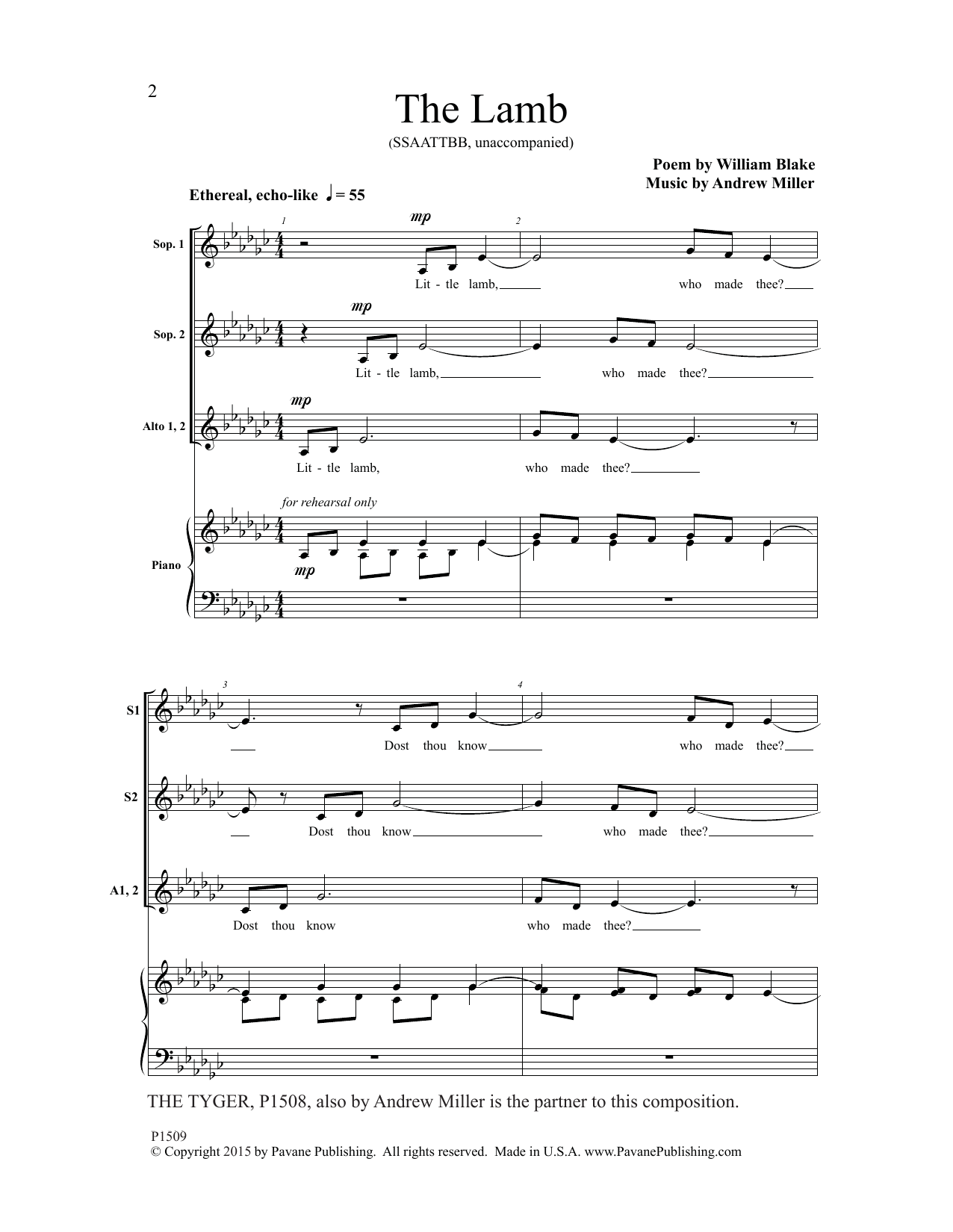 Andrew Miller The Lamb Sheet Music