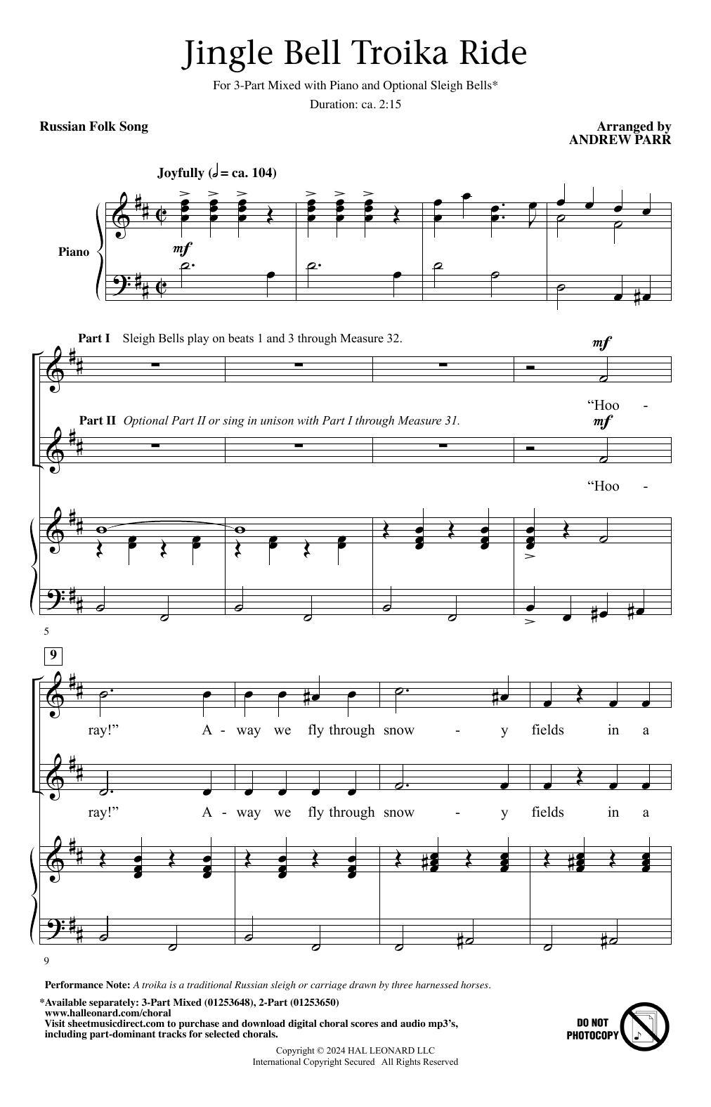 Andrew Parr Jingle Bell Troika Ride Sheet Music