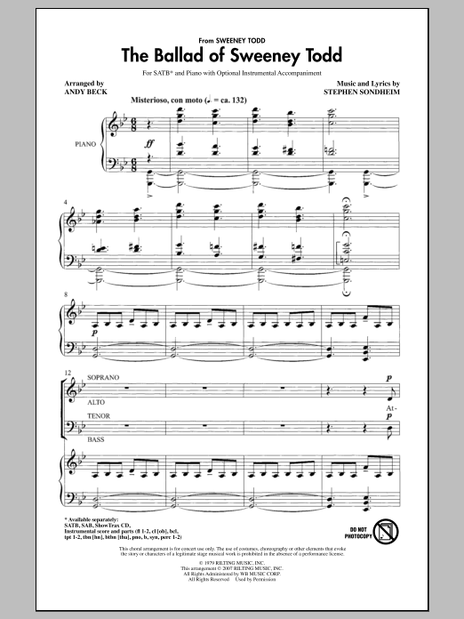 Andy Beck The Ballad Of Sweeney Todd Sheet Music