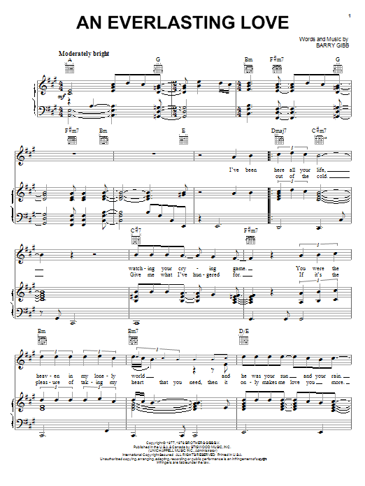 Andy Gibb An Everlasting Love Sheet Music