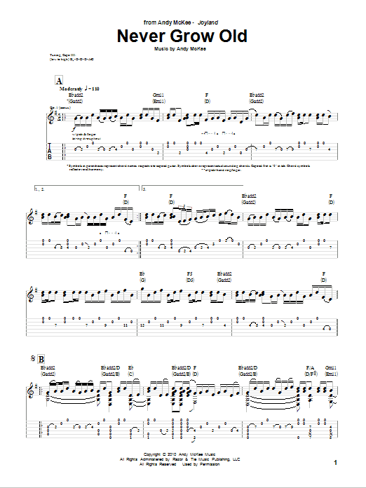 Andy McKee Never Grow Old Sheet Music