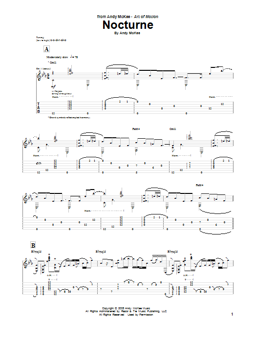 Andy McKee Nocturne Sheet Music