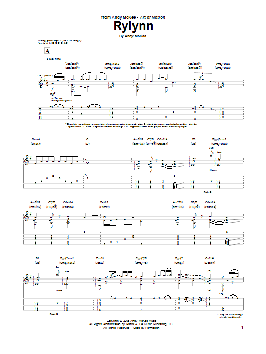 Andy McKee Rylynn Sheet Music