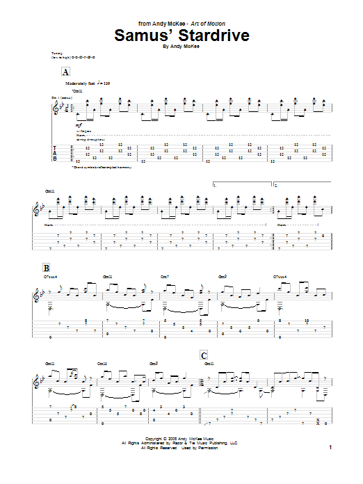 Andy McKee Samus' Stardrive Sheet Music