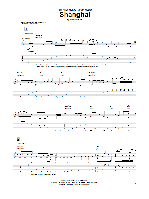 Andy McKee Shanghai Sheet Music