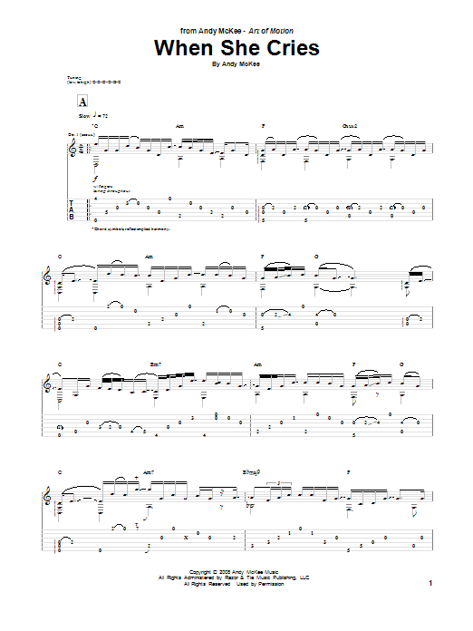 Andy McKee When She Cries Sheet Music