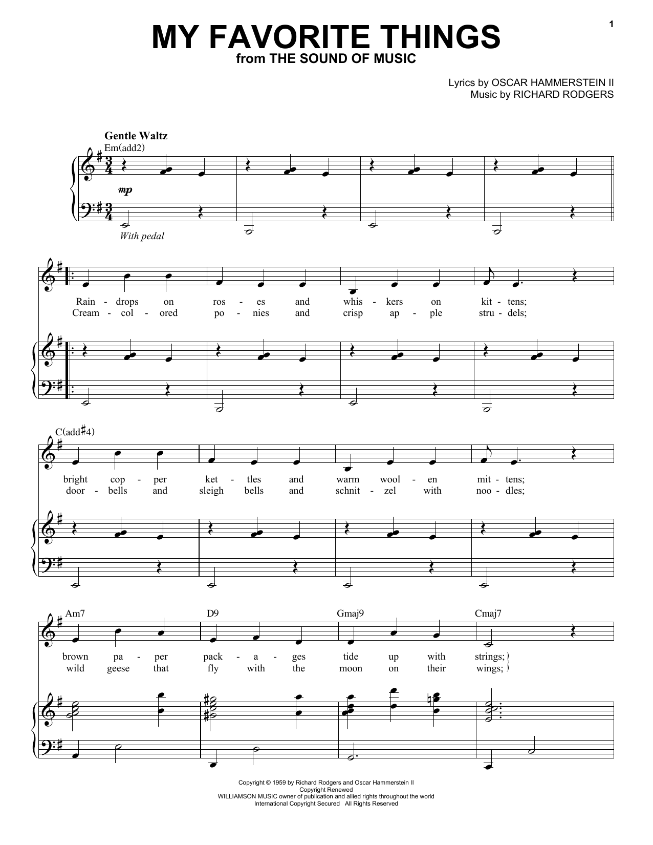 Andy Williams My Favorite Things Sheet Music